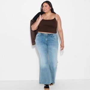 NWT Wild Fable 17 Jeans Mid Rise Flare Medium Wash Retro Hippie Boho Festival